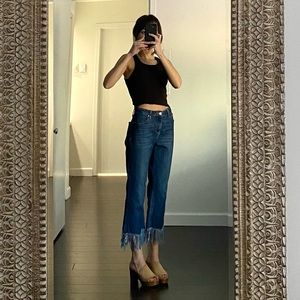 Topshop Moto Dree Fringe Hem Cropped Straight Leg Jeans